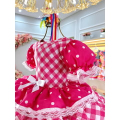 Vestido Infantil Junino Caipira Pink Xadrez