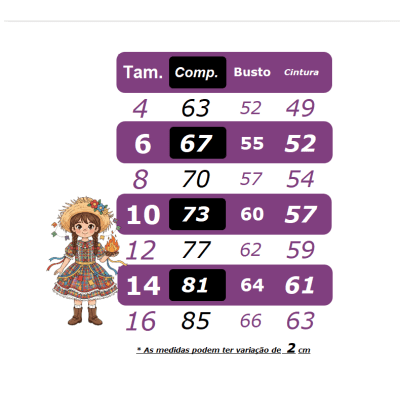 Vestido Infantil Junino Caipira São João Colorido Laranja