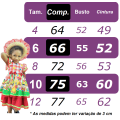 Vestido Infantil Junino Caipira Vermelho Estampas Corações