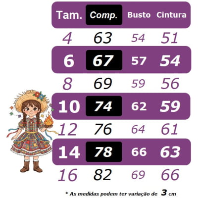 Vestido Infantil Junino Caipira Xadrez Rosa e Amarelo Florido