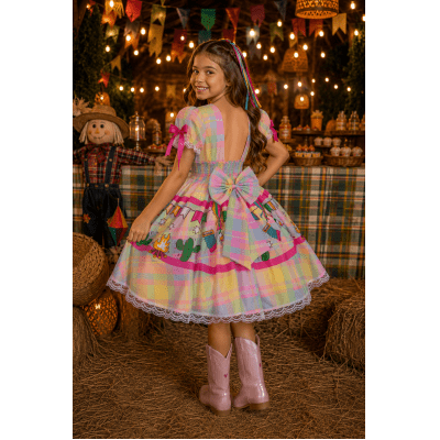 Vestido Infantil Junino Festa de São João Colorido Luxo