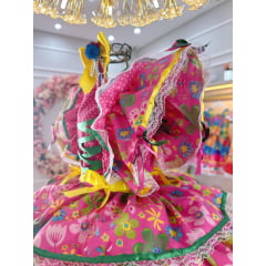 Vestido Infantil Junino Festa São João Caipira Pink Florido
