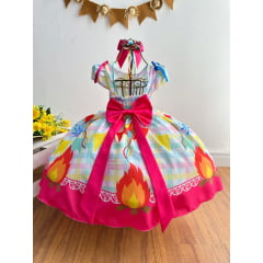 Vestido Infantil Junino Festa São João Xadrez Colorido