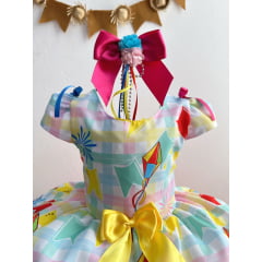 Vestido Infantil Junino Festa São João Xadrez Colorido