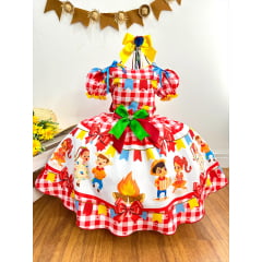 Vestido Infantil Junino Festa São João Xadrez Vermelho
