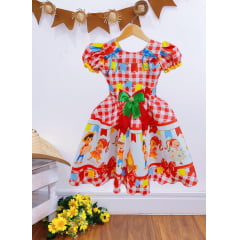 Vestido Infantil Junino Festa São João Xadrez Vermelho
