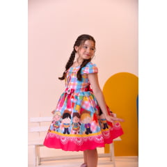 Vestido Infantil Junino Luxo Xadrez Colorido Festa São João