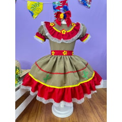 Vestido Infantil Junino Maria Bonita Colorido Festas