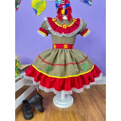 Vestido Infantil Junino Maria Bonita Colorido Festas