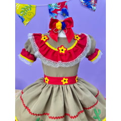 Vestido Infantil Junino Maria Bonita Colorido Festas