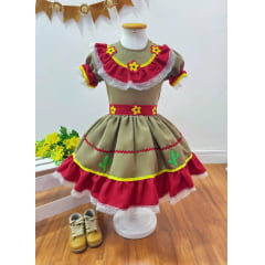 Vestido Infantil Junino Maria Bonita Colorido Festas
