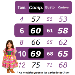 Vestido Infantil Junino Preto Colorido C/ Babados Luxo