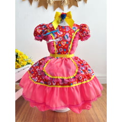 Vestido Infantil Junino Vermelho Festa São João Colorido