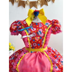 Vestido Infantil Junino Vermelho Festa São João Colorido
