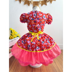 Vestido Infantil Junino Vermelho Festa São João Colorido