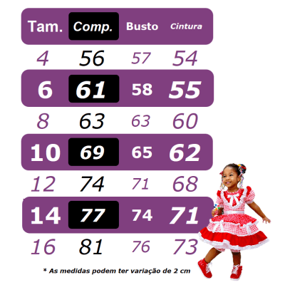 Vestido Infantil Junino Vermelho Xadrez C/ Babados Luxo