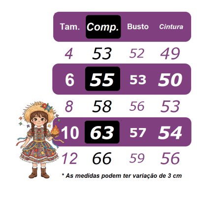 Vestido Infantil Junino Vermelho Xadrez Colorido Florzinhas