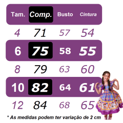 Vestido Infantil Junino Xadrez Colorido Super Luxo