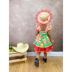 Vestido Infantil Junino Xadrez Vermelho Festa de São João
