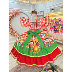 Vestido Infantil Junino Xadrez Vermelho Festa de São João