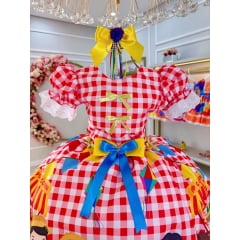 Vestido Infantil Junino Xadrez Vermelho Festa São João