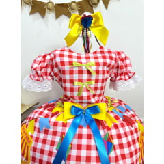 Vestido Infantil Junino Xadrez Vermelho Festa São João