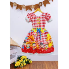 Vestido Infantil Junino Xadrez Vermelho Festa São João