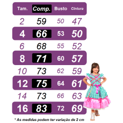 Vestido Infantil Luxo Junino Arraiá Amarelo Xadrez Colorido