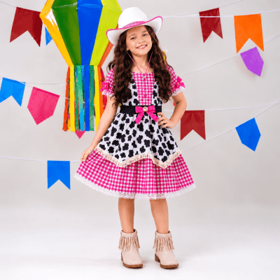 Vestido Infantil Xadrez Pink Fazendinha Vaquinha Boiadeira Laço Vestido Infantil Xadrez Pink Fazendinha Vaquinha Boiadeira Laço