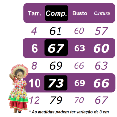 Vestido Junino Caipira Arraiá  Rosa Colorido Saia C/ Babados