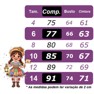 Vestido Junino Infantil Xadrez Vermelho com Balões Coloridos