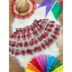 Saia Adulto Junino Caipira Vermelho Xadrez Festas
