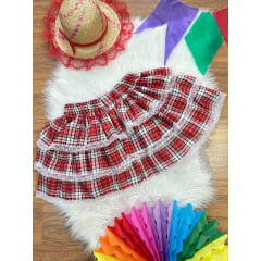Saia Adulto Junino Caipira Vermelho Xadrez Festas