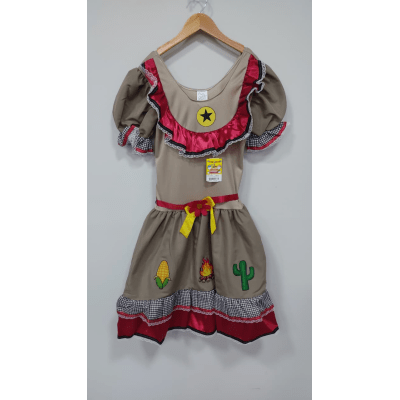 Vestido Adulto Junino Caipira Maria Bonita Colorido