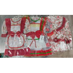 Kit 3 Peças Fantasia Infantil Junino  - 2- 4 -14 - Variação Cor