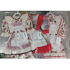Kit 3 Peças Fantasia Infantil Junino  2- 4 -6 - Variação Cor