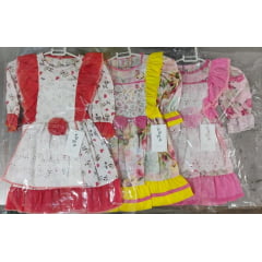 Kit 3 Peças Fantasia Infantil Junino  - 2- 4 -6 - Variação Cor