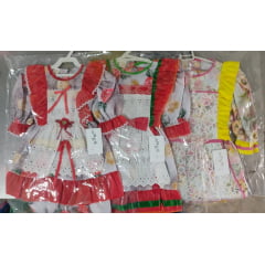 Kit 3 Peças Fantasia Infantil Junino  -2-6-10  - Variação Cor