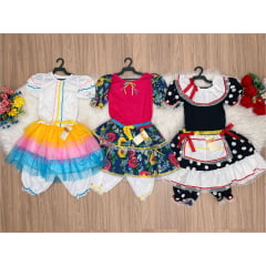 Kit 3 Peças Vestido Fantasia Junino  TAM 10-12-14 - Variação Cor