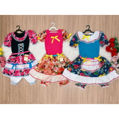 Kit 3 Peças Vestido Fantasia Junino  TAM 12-14-16 Variação Cor
