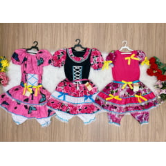 Kit 3 Peças Vestido Fantasia Junino  TAM 14-14-14 Variação Cor