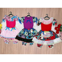Kit 3 Peças Vestido Fantasia Junino  TAM 14-14-14 Variação Cor