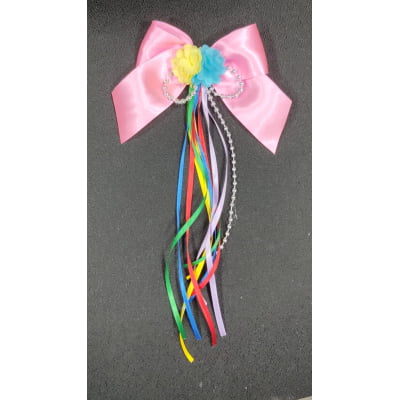 Laço Infantil Junino C/ Fitas e Aplique Flor Varias Cores