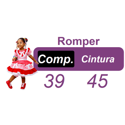 Romper Junino Lilás e Azul Colorido Com Laço de Chapéuzinho