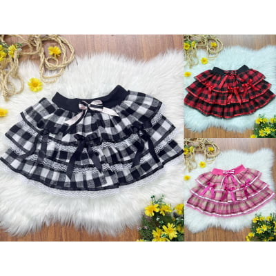 Saia Infantil de Flanela Xadrez Varias Cores