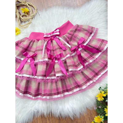 Saia Infantil de Flanela Xadrez Varias Cores