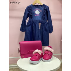 Kit 3 Peças Vestido Infantil Tamanho 4 com Bolsa + Calçado