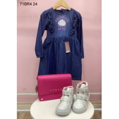 Kit 3 Peças Vestido Infantil Tamanho 4 com Bolsa + Calçado