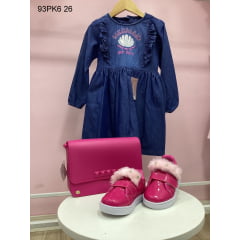 Kit 3 Peças Vestido Infantil Tamanho 6 com Bolsa + Calçado