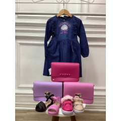 Kit 3 Peças Vestido Infantil Tamanho 6 com Bolsa + Calçado